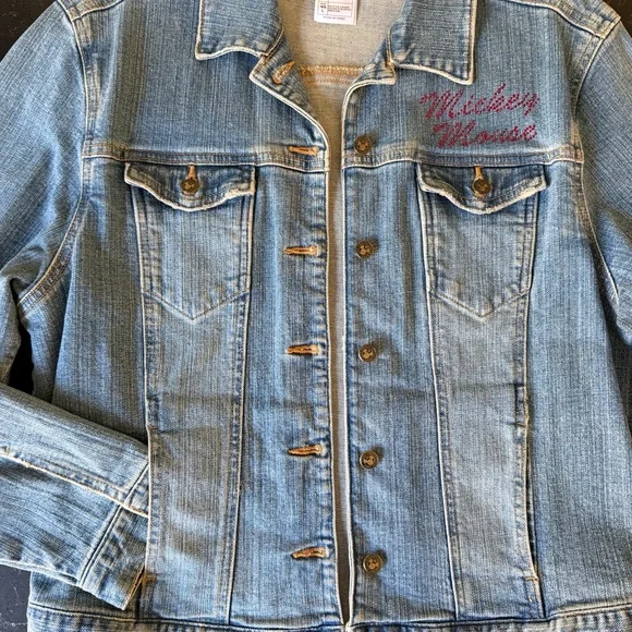 Disney Store Vintage Denim Jacket Mickey Mouse girls size 14/16 - Picture 4 of 5